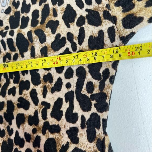 Reborn J Animal Print Front Tie Long Sleeve Scoop V Neck Dress Women Size Small - Picture 7 of 11